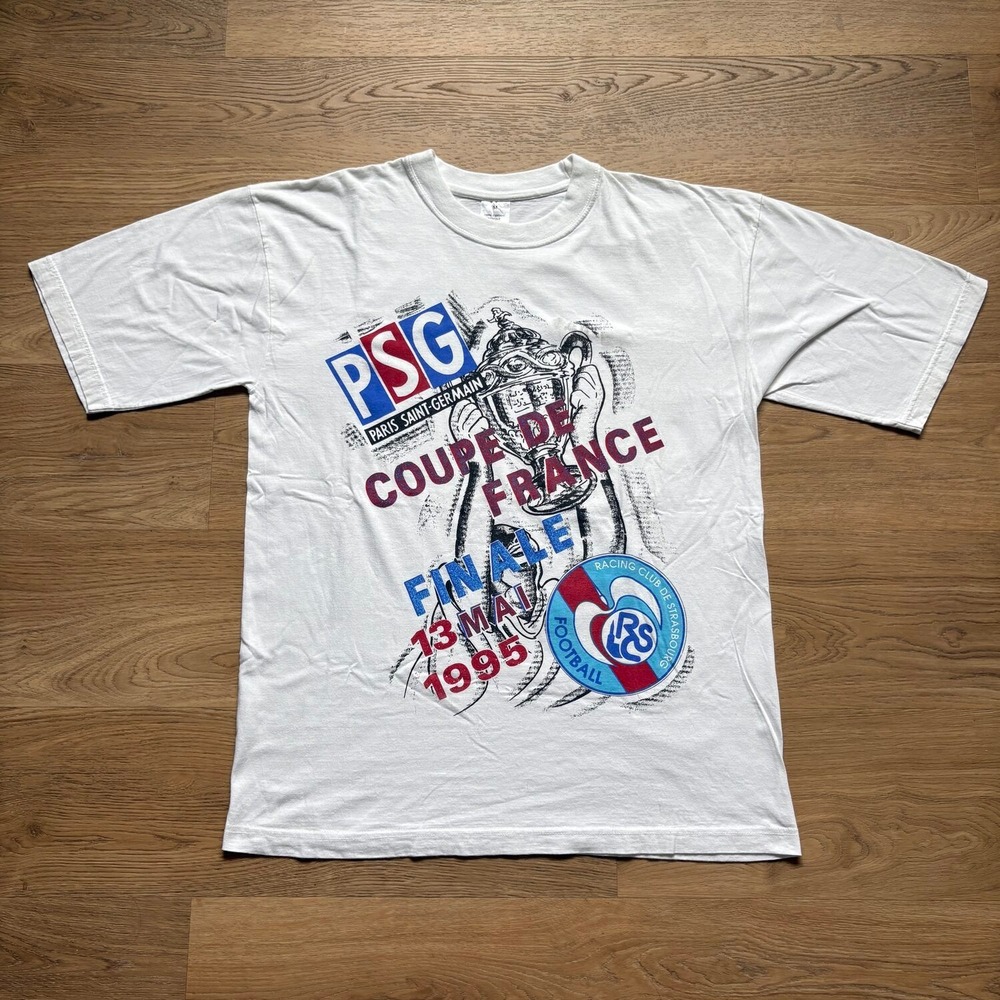 Vtg PSG Strasbourg Coupe de France 1995 Finale T-Shirt Mens M White Excellent